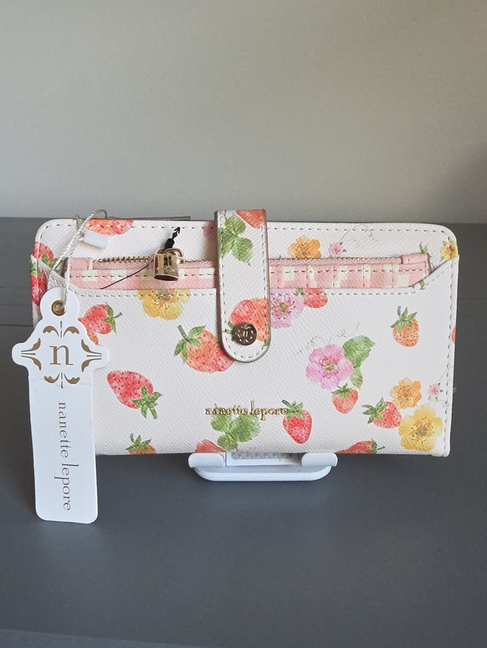 NANETTE LEPORE NWT Sweet Strawberry Pink Gingham Lilli Wallet